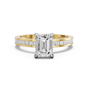 Image for Emerald Diamond Tulip Ring with Channel band