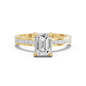 Image for Emerald Diamond Tulip Ring with Channel band