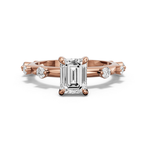 Image for Emerald Diamond Tulip Ring with Floating Station band