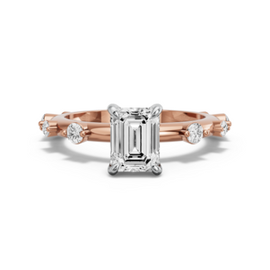 Image for Emerald Diamond Tulip Ring with Floating Station band