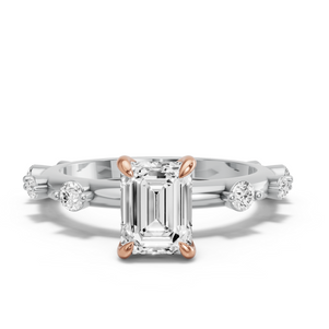 Image for Emerald Diamond Tulip Ring with Floating Station band