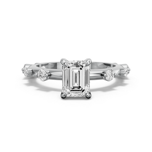 Image for Emerald Diamond Tulip Ring with Floating Station band