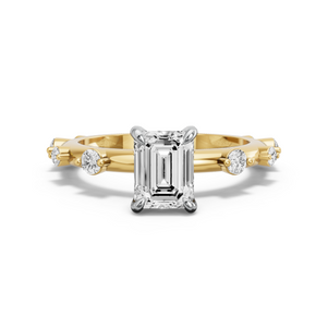 Image for Emerald Diamond Tulip Ring with Floating Station band