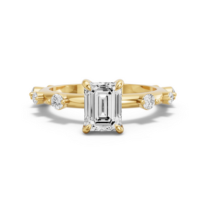 Image for Emerald Diamond Tulip Ring with Floating Station band
