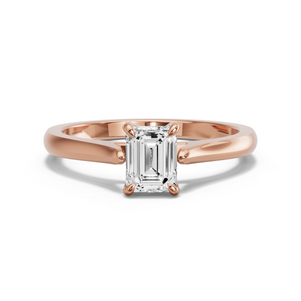 Image for Emerald Diamond Tulip Ring with Knife Edge Cathedral band