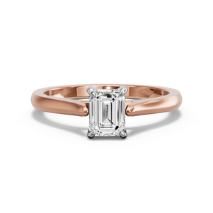 Image for Emerald Diamond Tulip Ring with Knife Edge Cathedral band