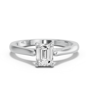 Image for Emerald Diamond Tulip Ring with Knife Edge Cathedral band