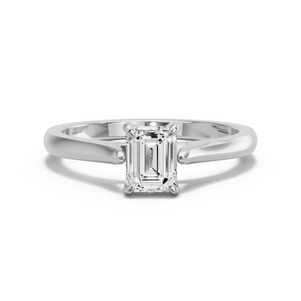 Image for Emerald Diamond Tulip Ring with Knife Edge Cathedral band