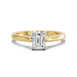 Image for Emerald Diamond Tulip Ring with Knife Edge Cathedral band