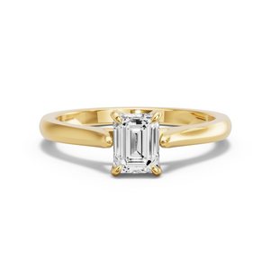 Image for Emerald Diamond Tulip Ring with Knife Edge Cathedral band