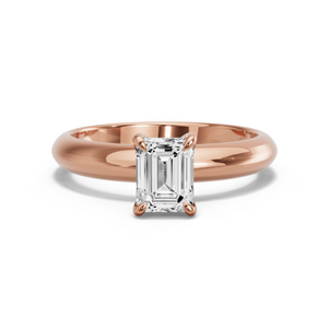 Image for Emerald Diamond Tulip Ring with Knife Edge Solitaire band