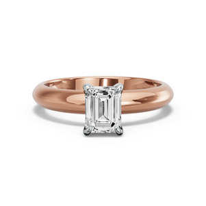 Image for Emerald Diamond Tulip Ring with Knife Edge Solitaire band