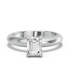 Image for Emerald Diamond Tulip Ring with Knife Edge Solitaire band
