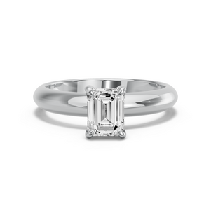 Image for Emerald Diamond Tulip Ring with Knife Edge Solitaire band