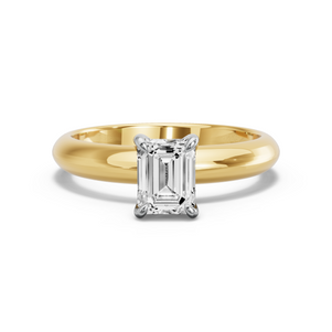 Image for Emerald Diamond Tulip Ring with Knife Edge Solitaire band