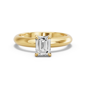 Image for Emerald Diamond Tulip Ring with Knife Edge Solitaire band