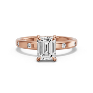 Image for Emerald Diamond Tulip Ring with Sleek Accent band