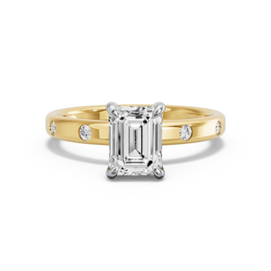 Image for Emerald Diamond Tulip Ring with Sleek Accent band