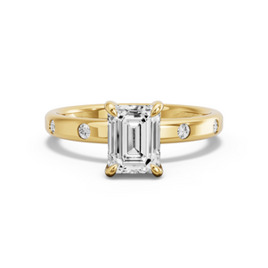 Image for Emerald Diamond Tulip Ring with Sleek Accent band