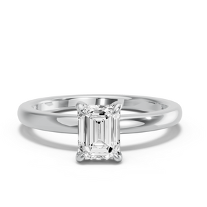 Image for Emerald Diamond Tulip Ring with Solitaire band