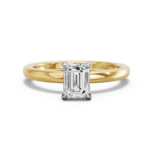 Image for Emerald Diamond Tulip Ring with Solitaire band