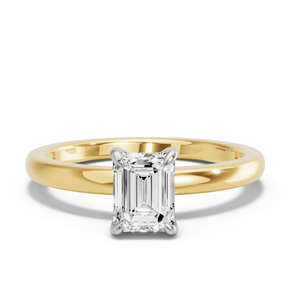 Image for Emerald Diamond Tulip Ring with Solitaire band