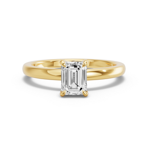 Image for Emerald Diamond Tulip Ring with Solitaire band