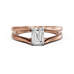 Image for Emerald Diamond Tulip Ring with Split Ring Solitaire band