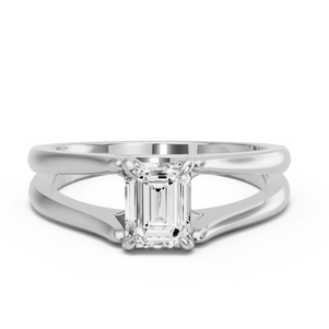 Image for Emerald Diamond Tulip Ring with Split Ring Solitaire band