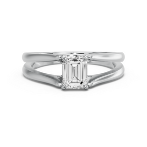 Image for Emerald Diamond Tulip Ring with Split Ring Solitaire band