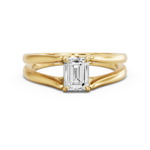Image for Emerald Diamond Tulip Ring with Split Ring Solitaire band