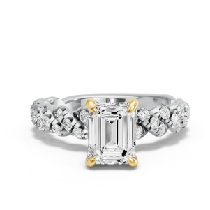 Image for Emerald Diamond Tulip Ring with Twist Pave band