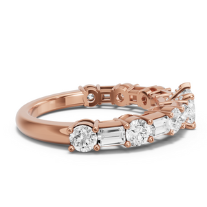 Image for Heart Diamond Tulip Ring with Alternating Baguette band