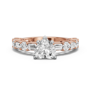 Image for Heart Diamond Tulip Ring with Alternating Baguette band