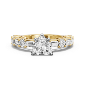 Image for Heart Diamond Tulip Ring with Alternating Baguette band