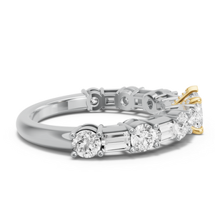 Image for Heart Diamond Tulip Ring with Alternating Baguette band
