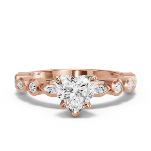 Image for Heart Diamond Tulip Ring with Alternating Marquise band
