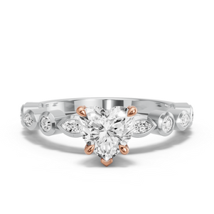 Image for Heart Diamond Tulip Ring with Alternating Marquise band