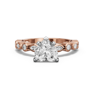 Image for Heart Diamond Tulip Ring with Alternating Marquise band