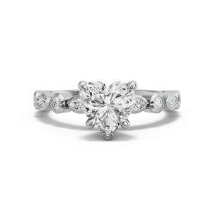 Image for Heart Diamond Tulip Ring with Alternating Marquise band in 14K White Gold