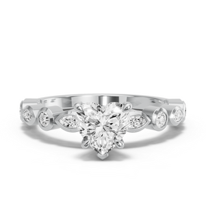 Image for Heart Diamond Tulip Ring with Alternating Marquise band