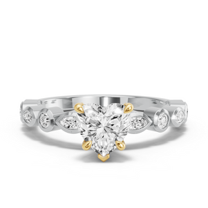 Image for Heart Diamond Tulip Ring with Alternating Marquise band