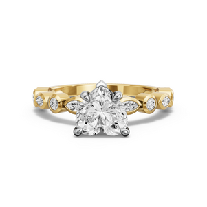Image for Heart Diamond Tulip Ring with Alternating Marquise band