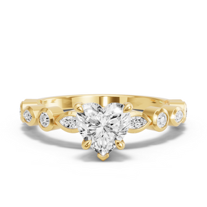 Image for Heart Diamond Tulip Ring with Alternating Marquise band