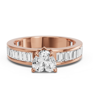 Image for Heart Diamond Tulip Ring with Baguette Channel band