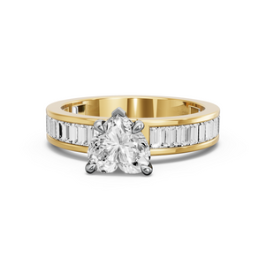 Image for Heart Diamond Tulip Ring with Baguette Channel band