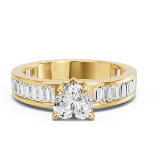 Image for Heart Diamond Tulip Ring with Baguette Channel band