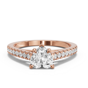 Image for Heart Diamond Tulip Ring with Cathedral Pave band