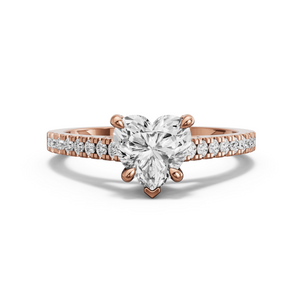 Image for Heart Diamond Tulip Ring with Cathedral Pave band in 14K Rose Gold