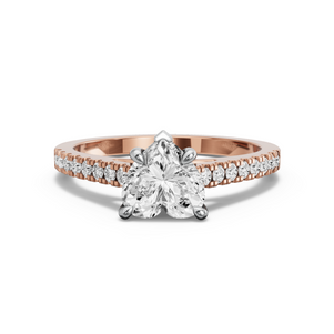 Image for Heart Diamond Tulip Ring with Cathedral Pave band